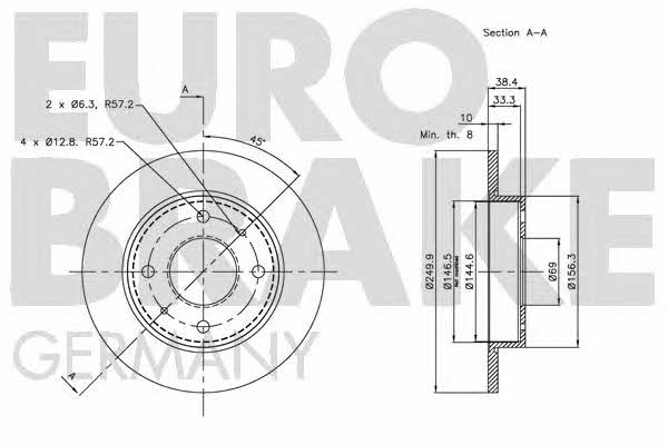 Eurobrake 5815203036 Диск гальмівний задній невентильований 5815203036: Купити в Україні - Добра ціна на EXIST.UA!