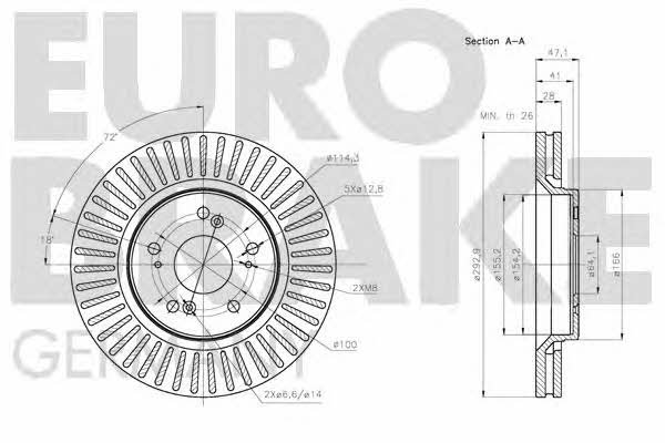 Eurobrake 5815202653 Диск гальмівний передній вентильований 5815202653: Приваблива ціна - Купити в Україні на EXIST.UA!