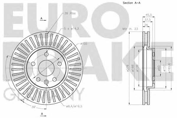 Eurobrake 5815205013 Диск гальмівний передній вентильований 5815205013: Купити в Україні - Добра ціна на EXIST.UA!
