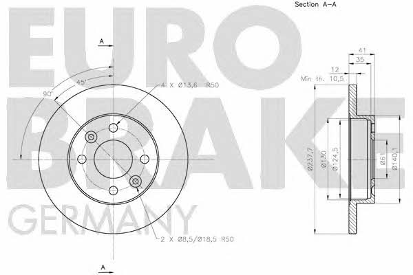 Eurobrake 5815203938 Диск гальмівний передній невентильований 5815203938: Приваблива ціна - Купити в Україні на EXIST.UA!