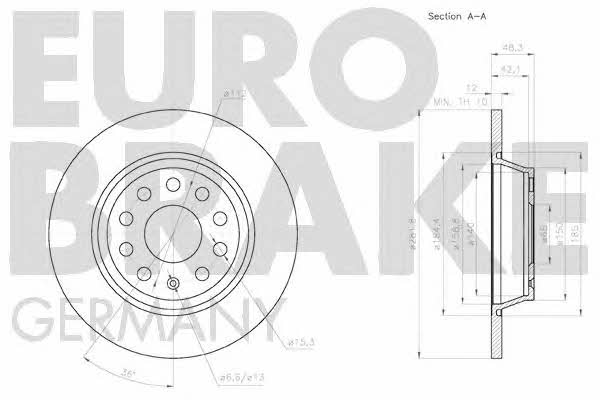 Eurobrake 58152047133 Диск гальмівний задній невентильований 58152047133: Купити в Україні - Добра ціна на EXIST.UA!