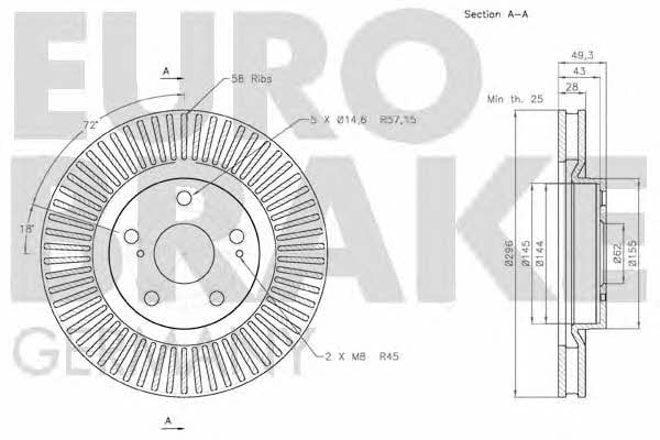 Eurobrake 58152045117 Диск гальмівний передній вентильований 58152045117: Купити в Україні - Добра ціна на EXIST.UA!