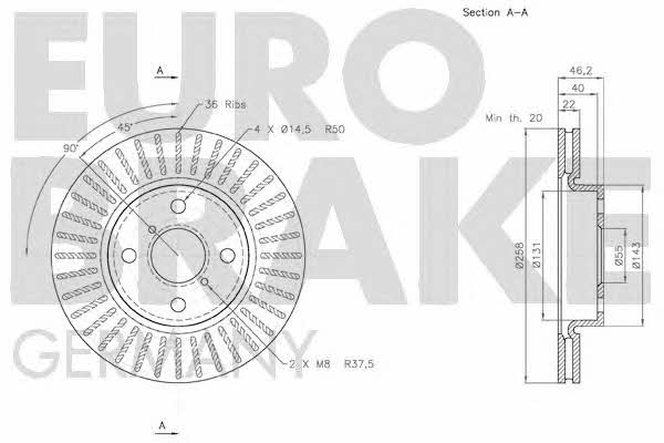 Eurobrake 58152045115 Диск гальмівний передній вентильований 58152045115: Купити в Україні - Добра ціна на EXIST.UA!