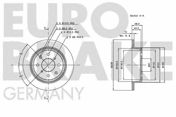 Eurobrake 5815202613 Диск гальмівний задній невентильований 5815202613: Купити в Україні - Добра ціна на EXIST.UA!