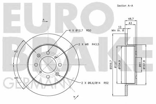 Eurobrake 5815202633 Диск гальмівний задній невентильований 5815202633: Купити в Україні - Добра ціна на EXIST.UA!