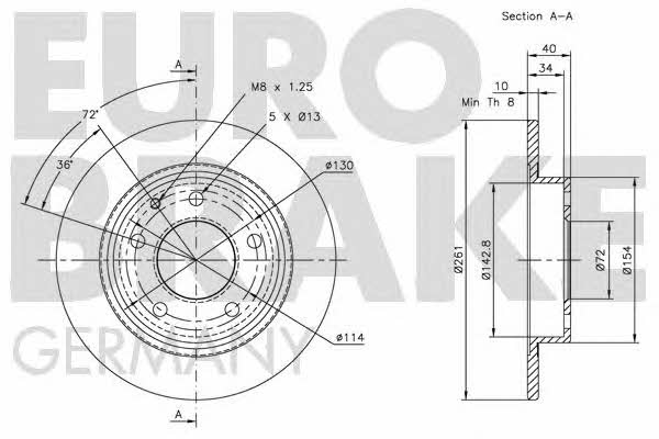Eurobrake 5815203228 Диск гальмівний задній невентильований 5815203228: Купити в Україні - Добра ціна на EXIST.UA!