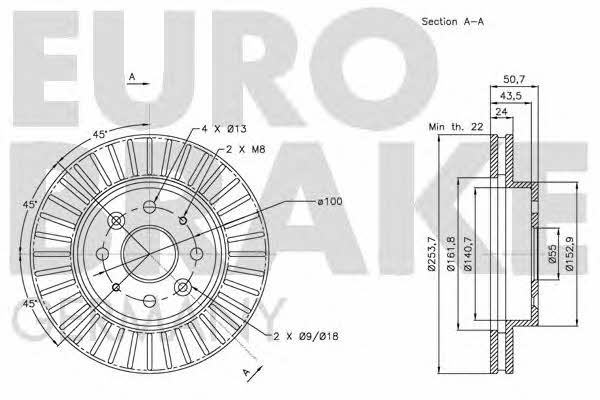 Eurobrake 5815203516 Диск гальмівний передній вентильований 5815203516: Купити в Україні - Добра ціна на EXIST.UA!
