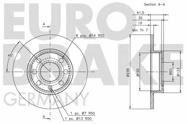 Eurobrake 5815203605 Диск гальмівний передній невентильований 5815203605: Купити в Україні - Добра ціна на EXIST.UA!
