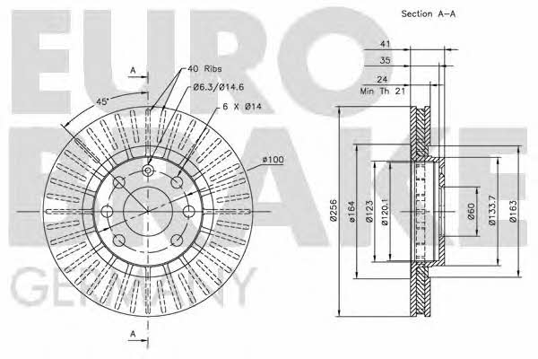 Eurobrake 5815203613 Диск гальмівний передній вентильований 5815203613: Купити в Україні - Добра ціна на EXIST.UA!