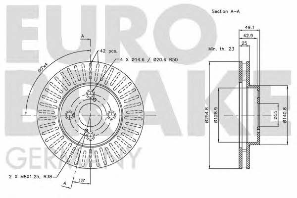 Eurobrake 5815204582 Диск гальмівний передній вентильований 5815204582: Купити в Україні - Добра ціна на EXIST.UA!