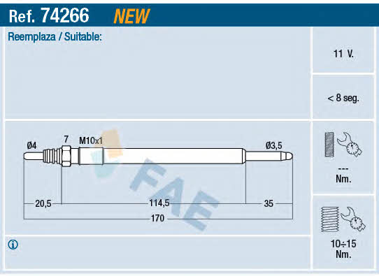 FAE 74266 Свічка розжарювання 74266: Купити в Україні - Добра ціна на EXIST.UA!