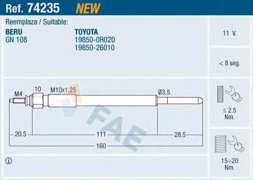 FAE 74235 Свічка розжарювання 74235: Купити в Україні - Добра ціна на EXIST.UA!