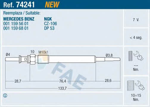 FAE 74241 Свічка розжарювання 74241: Купити в Україні - Добра ціна на EXIST.UA!