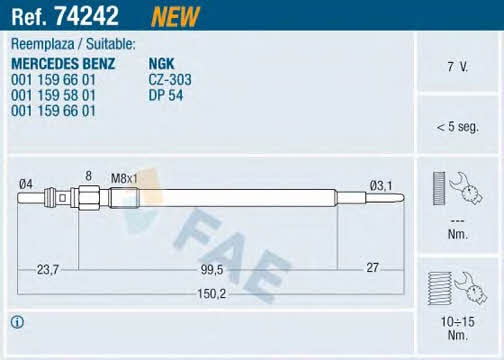 FAE 74242 Свічка розжарювання 74242: Купити в Україні - Добра ціна на EXIST.UA!