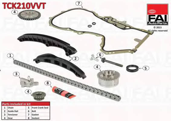 FAI TCK210VVT Комплект цепи ГРМ TCK210VVT: Отличная цена - Купить в Украине на EXIST.UA! TCK210VVT FAI Комплект цепи ГРМ