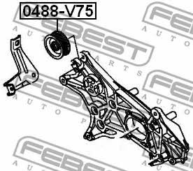 Ролик обводной ремня поликлинового (приводного) Febest 0488-V75