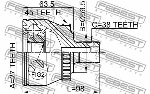 Шарнир равных угловых скоростей (ШРУС) Febest 1710-011A45