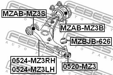 Рычаг подвески передний нижний левый Febest 0524-MZ3LH