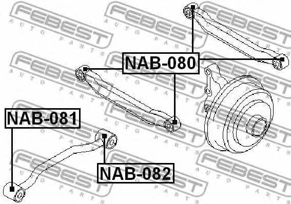 Сайлентблок заднего продольного рычага задний Febest NAB-082