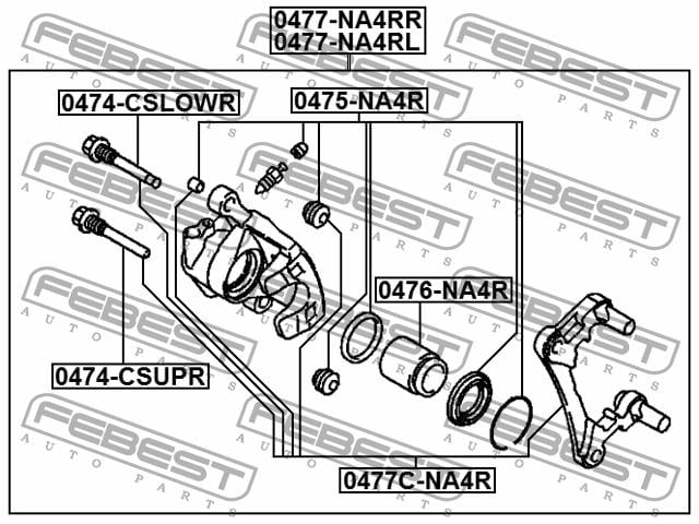 Скоба заднего суппорта Febest 0477C-NA4R