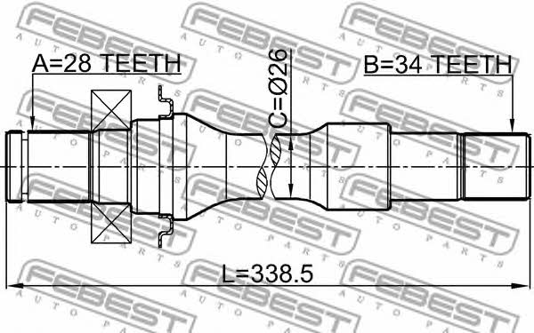 Полуось правая Febest 2212-CARRH