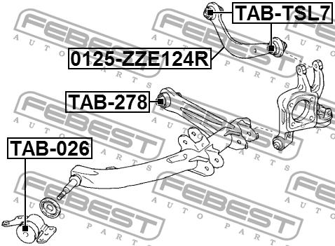Сайлентблок заднего нижнего рычага передний Febest TAB-026