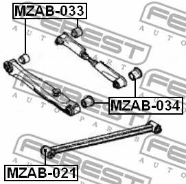 Сайлентблок задней поперечной тяги Febest MZAB-034
