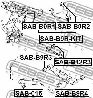 Сайлентблок задньої поперечної тяги Febest SAB-B9R3
