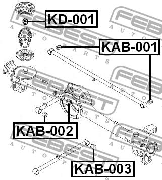 Сайлентблок задней продольной тяги Febest KAB-002