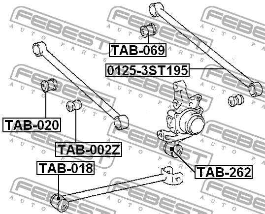 Сайлентблок заднього поздовжнього важеля Febest TAB-018