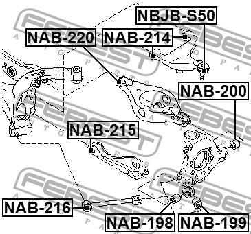 Сайлентблок заднего продольного рычага Febest NAB-216