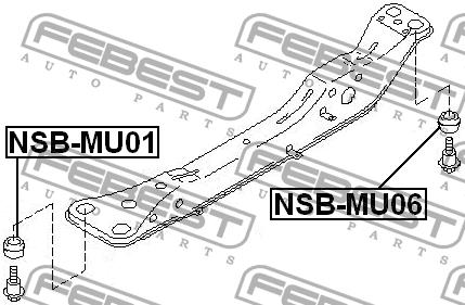 Сайлентблок подрамника переднего Febest NSB-MU06