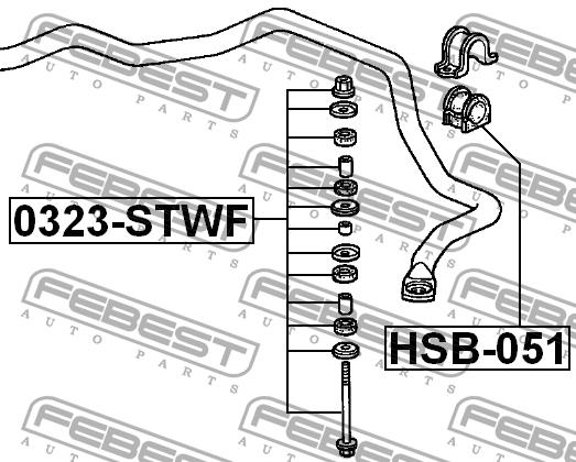 Втулка стабілізатора переднього Febest HSB-051