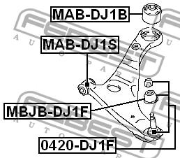 Сайлентблок переднего нижнего рычага, задний Febest MAB-DJ1B