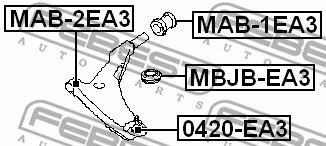 Сайлентблок переднего нижнего рычага, задний Febest MAB-1EA3