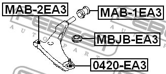 Сайлентблок задній, переднього нижнього важеля Febest MAB-1EA3