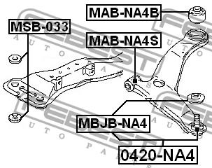 Сайлентблок переднего нижнего рычага, задний Febest MAB-NA4B
