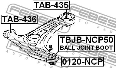 Сайлентблок переднего нижнего рычага, задний Febest TAB-435