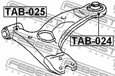 Сайлентблок переднего нижнего рычага, задний Febest TAB-024