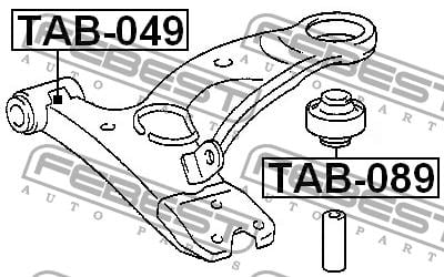 Сайлентблок переднего нижнего рычага, задний Febest TAB-089