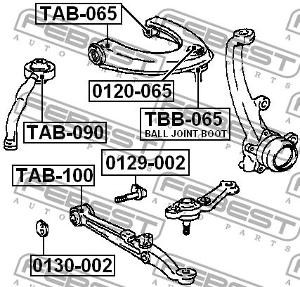 Сайлентблок переднего верхнего рычага Febest TAB-065