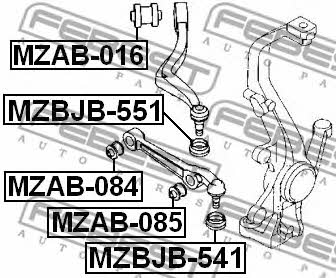 Сайлентблок переднего нижнего рычага Febest MZAB-016
