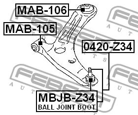 Сайлентблок переднего рычага передний Febest MAB-105