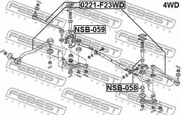 Наконечник рулевой тяги Febest 0221-F23WD