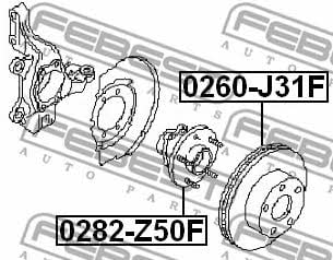 Ступица колеса передняя Febest 0282-Z50F