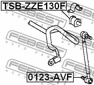 Втулка стабилизатора переднего Febest TSB-ZZE130F