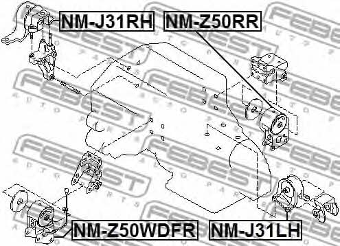 Подушка двигуна задня Febest NM-Z50RR