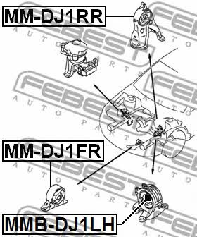 Подушка двигуна задня Febest MM-DJ1RR