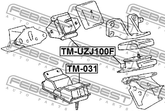 Подушка двигателя передняя Febest TM-UZJ100F