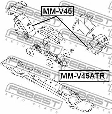 Подушка двигателя задняя Febest MM-V45